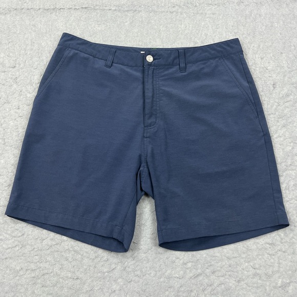 Criquet Shorts Men's 33 Navy Blue Flat Front Performance Stretch 7" Golf Chinos - Picture 1 of 12